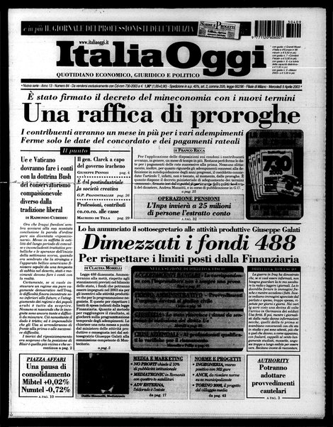 Italia oggi : quotidiano di economia finanza e politica